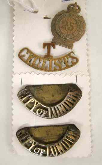 Cap Badge 3 Collars for military cyclists From WW I