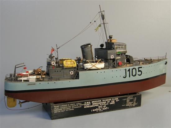 Model of H M S Brixham J105 Bangor Class Fitted