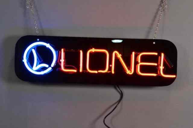 LIONEL NEON SIGNLionel neon sign with red neon L in