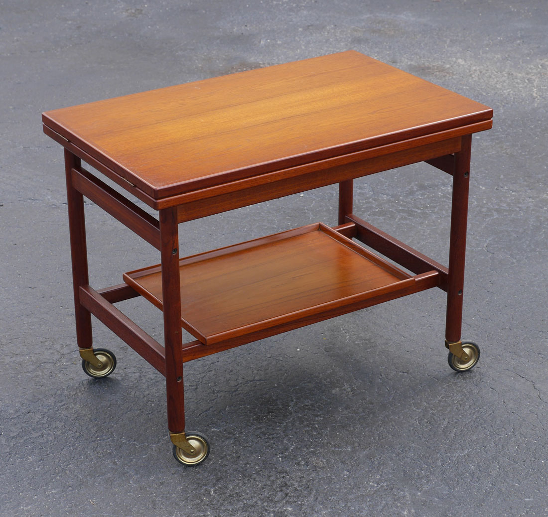 KURT OSTERVIG TEAK FLIP TOP TEA CART Serving cart designed