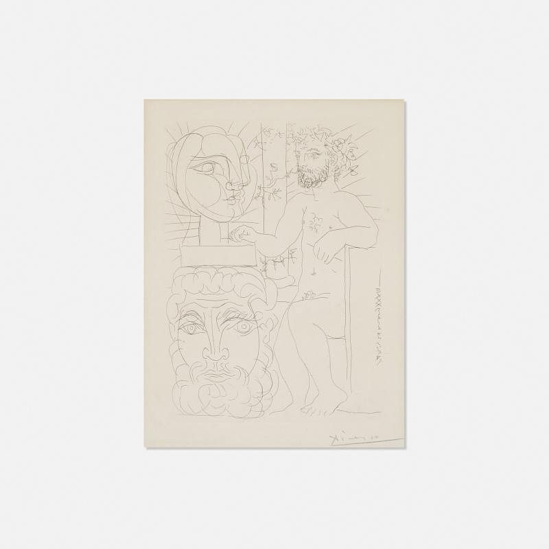 Pablo Picasso Sculpteur et Deux Tetes sculptees from La Suite