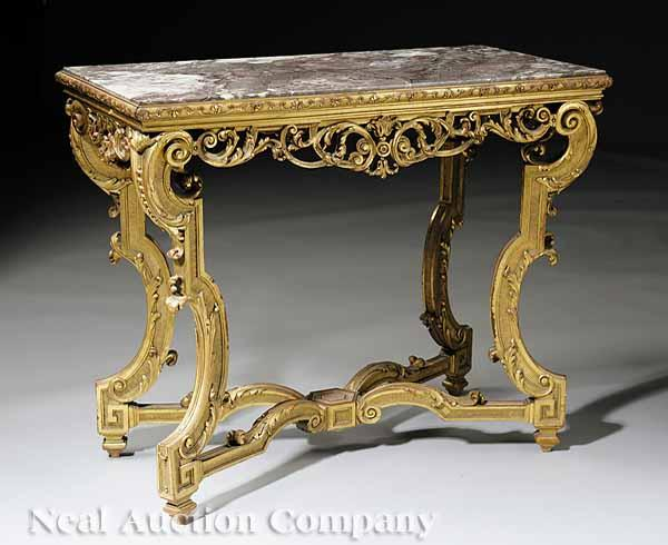 A Fine Antique Louis XVI Style Carved and Giltwood Side