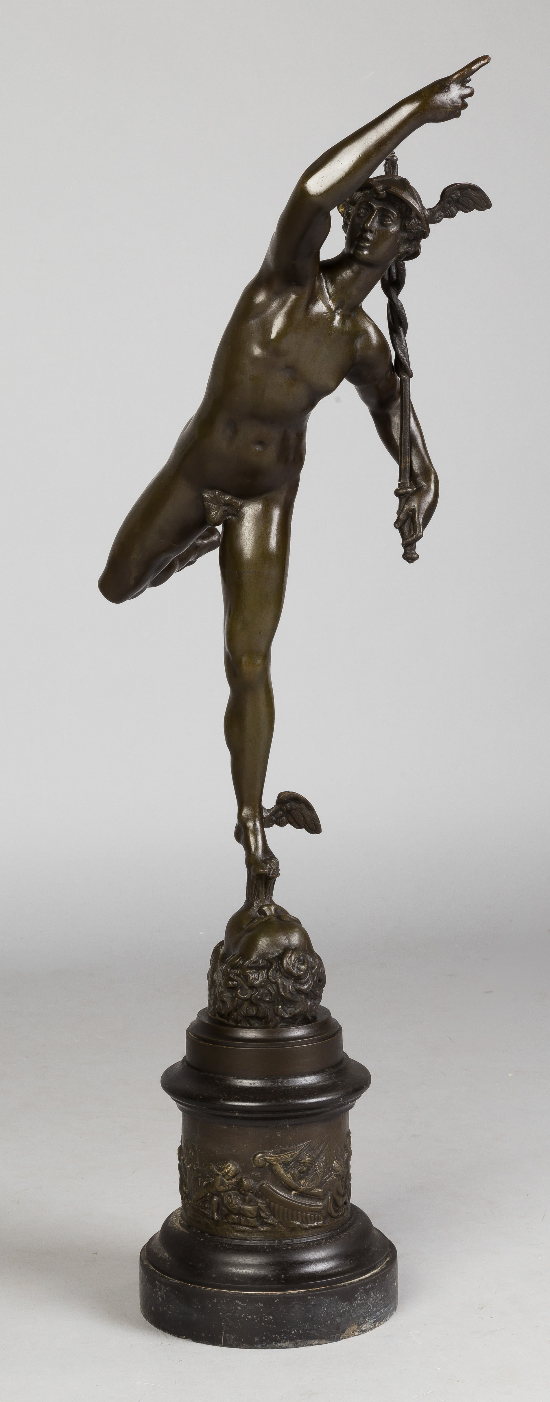 Bronze Sculpture of Mercury Early 20th century On a marble