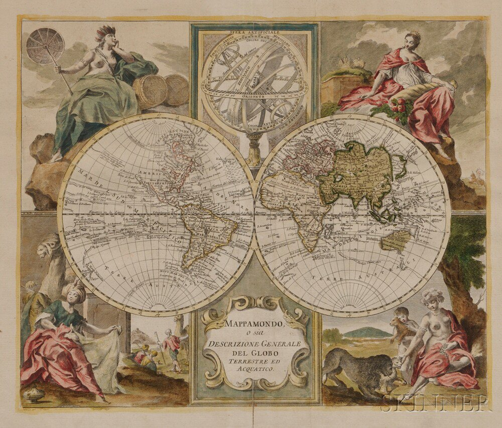 World Map Giambattista Albrizzi 1698 1777 Mappamondo o sia Descrizione
