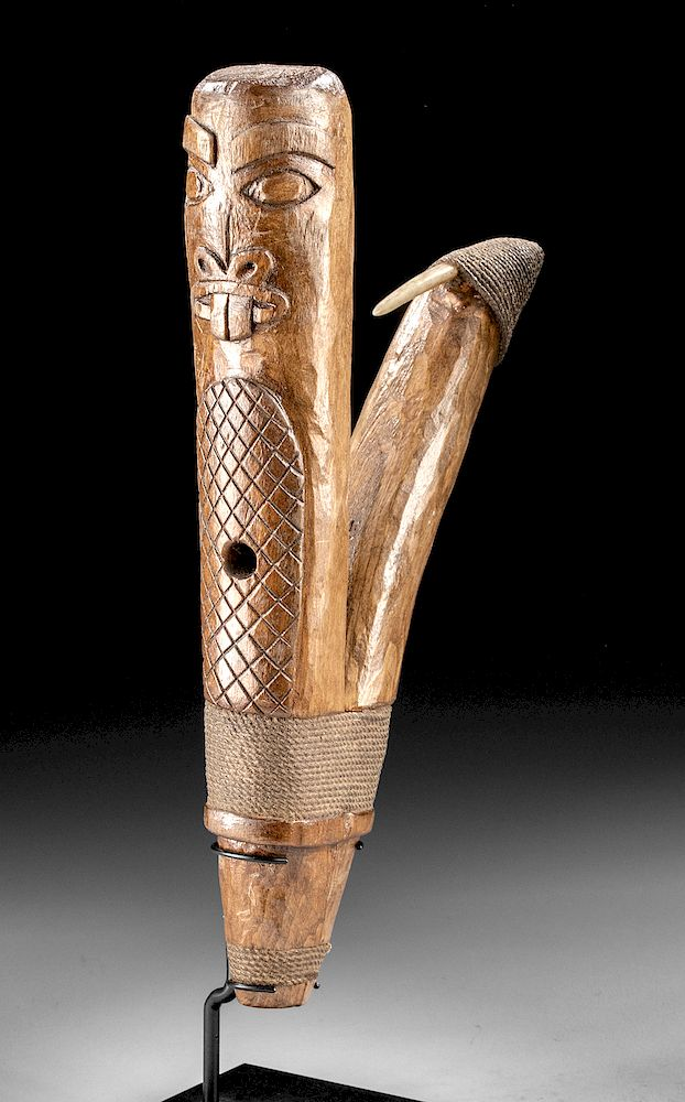 Early 20th C Pacific Northwest Wood Bone Halibut Hook Native