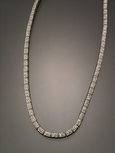 Princess Length 14 Karat White Gold and Diamond Necklace Having