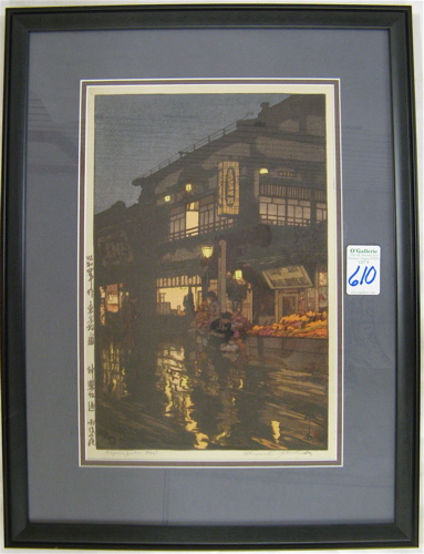 HIROSHI YOSHIDA COLOR WOODCUT Boston MA 1876 1950 titled Kagura
