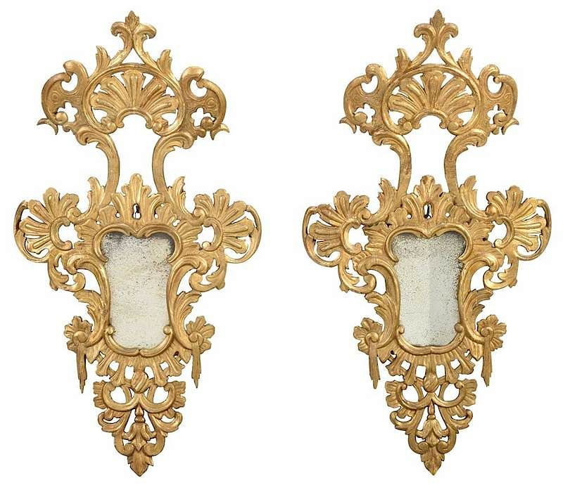 Near Pair Venetian Rococo Style Wall Mirrors Italian probably 19th