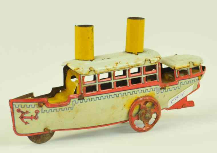 PASSENGER BOAT PENNY TOY Fischer Germany lithographed tin done in
