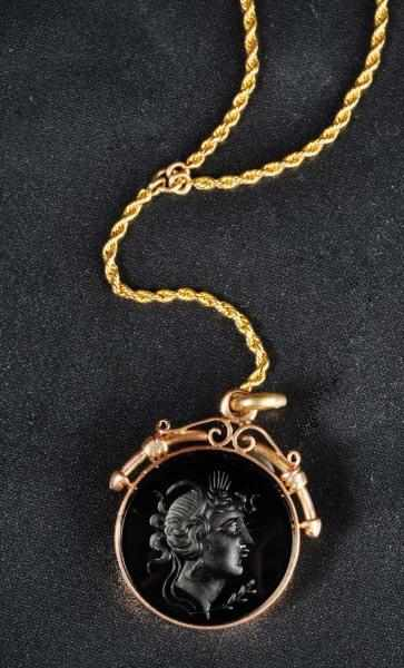 14K Two Tone Y Gold Necklace Description With Venetian glass