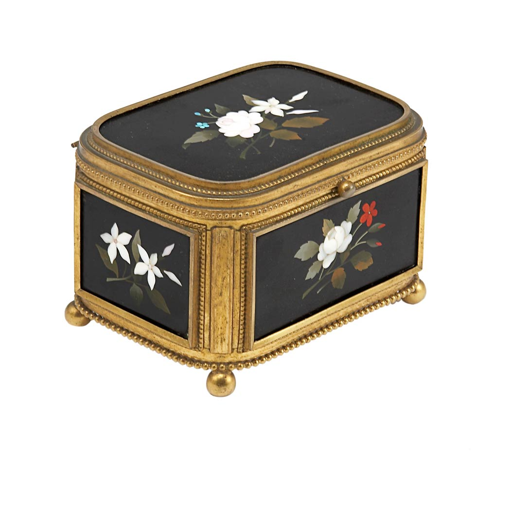 1 Guttin Gilt Bronze and Pietra Dura Mounted Jewelry Box