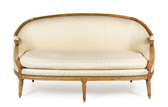 A Louis XVI Style Upholstered Canape Height 36 1 2