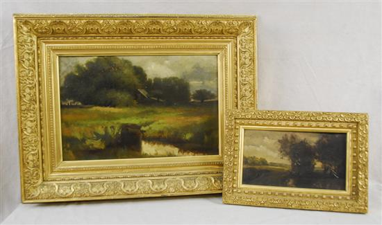 BARBIZON SCHOOL 19th century TWO LANDSCAPES oil on canvas and