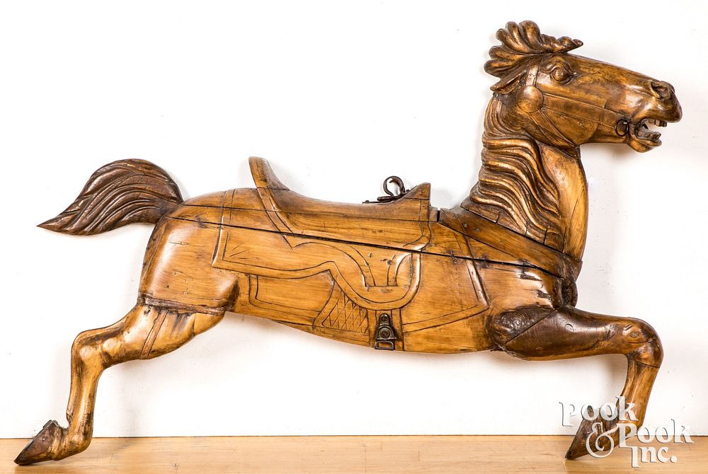 Half round carved carousel horse 33 h 48 w Half