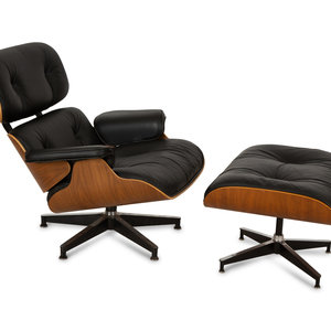 An Eames Lounge Chair and Ottoman Mid 20th Century upholstered