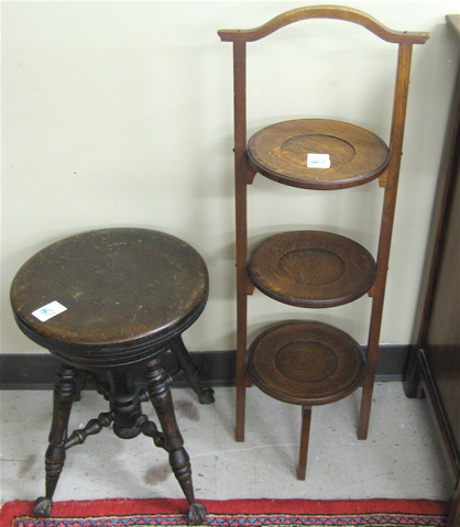 FLOOR LAMP PIANO STOOL AND PIE STAND The bridge lamp