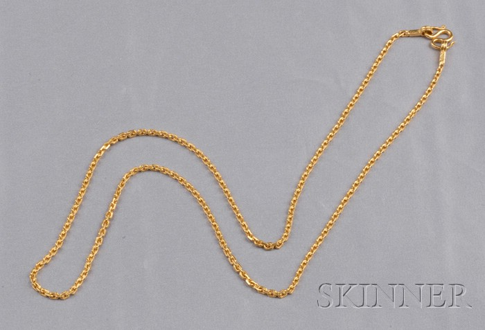 High Karat Gold Chain composed of rectangular trace links 24