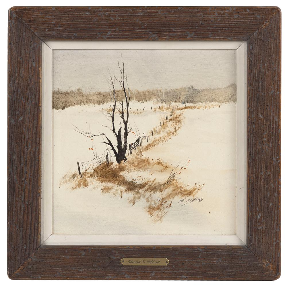 EDWARD C GIFFORD OHIO 1927 1998 WINTER LANDSCAPE ACRYLIC ON