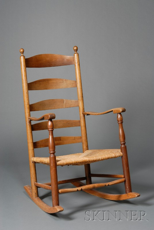 Country Ash and Elmwood Ladder back Rocking Chair 19th century