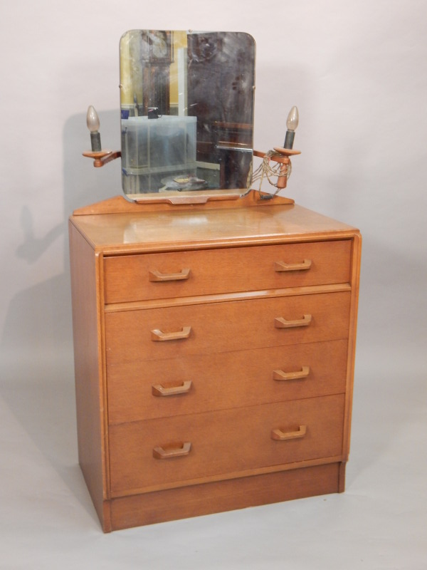 A G Plan retro oak dressing chest the top with