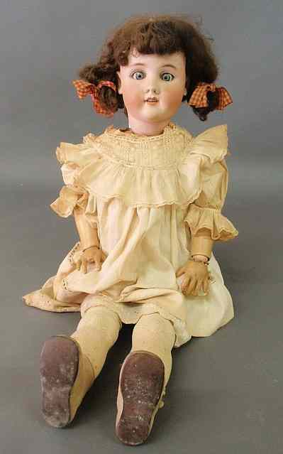Large German bisque head doll marked Handwerck Halbig 6 32