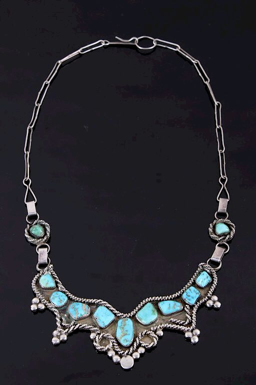 Silver Sleeping Beauty Turquoise Festoon Choker For your consideration we