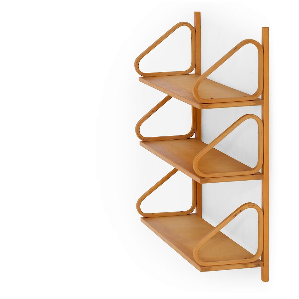 Alvar Aalto A set of Alvar Aalto shelves with wall