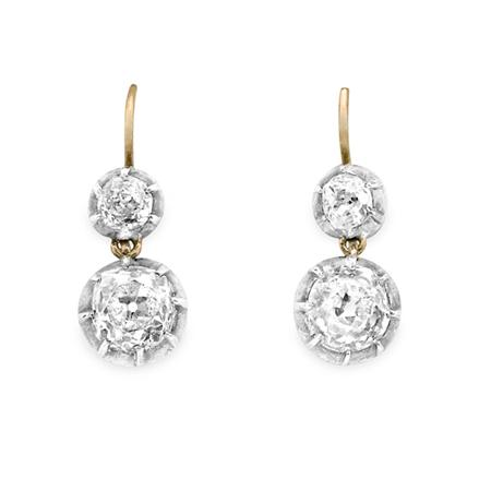 Pair of Antique Diamond Pendant Earrings Estimate 5 000 7