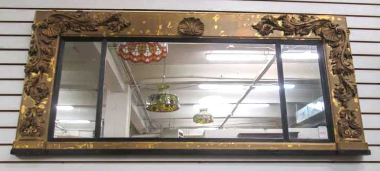 EMPIRE GILTWOOD OVERMANTEL MIRROR American 19th century rectangular 27 5
