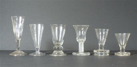 A group of six 18th century and later glasses comprising