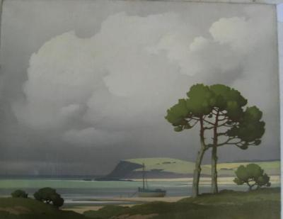 PIERRE DE CLAUSADES French 1910 1976 Coastal View with Beached
