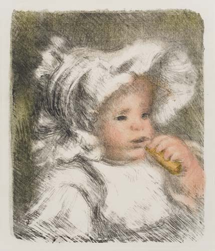 PIERRE AUGUSTE RENOIR Enfant au Biscuit Color lithograph on Arches