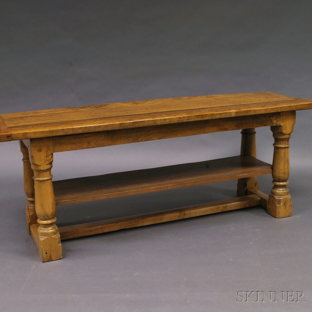 Baroque style Oak Refectory Table the rectangular top supported by