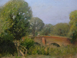 Septimus Edwin Scott 1879 1962 Figure on a country bridge