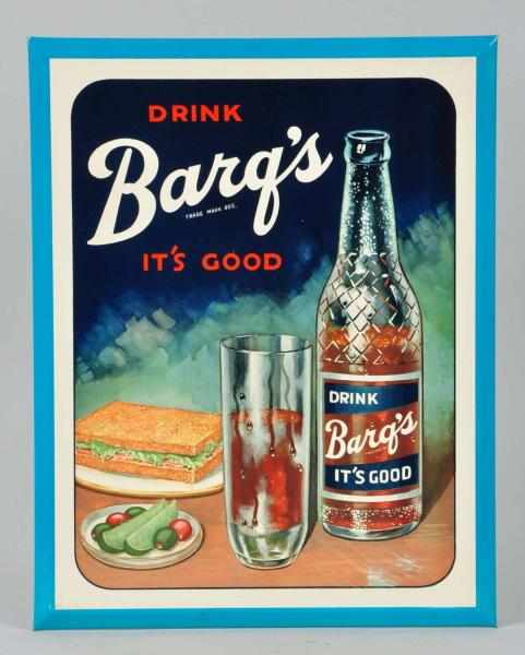 Tin over Cardboard Barq s Beverage Sign Description Easel back