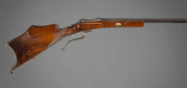 A German falling block schutzen rifle by J Kowar Serial