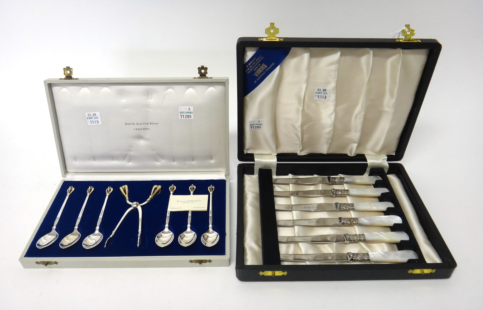 A set of six Danish silver coffee spoons and a