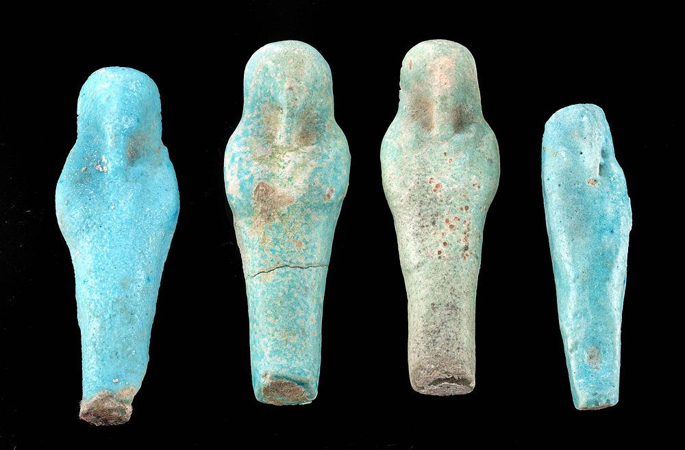 Four Petite Egyptian Glazed Faience Ushabti Figures Egypt Late Dynastic