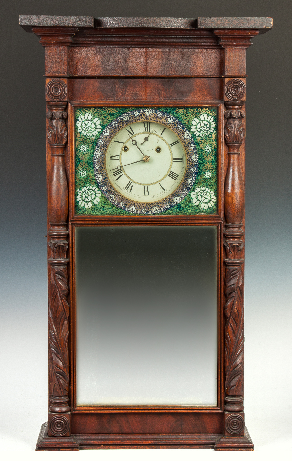 Asa Munger Flat Top Shelf Clock Auburn NY Mahogany case