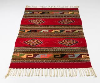 Southwestern style wool flat weave rug 57 l Southwestern style