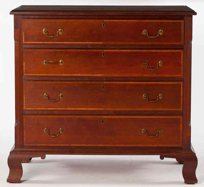 Connecticut Chippendale Inlaid Chest of Drawerslate 18th century cherry with