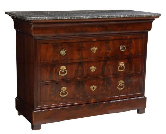 French Charles X period marble top mahogany commode first half