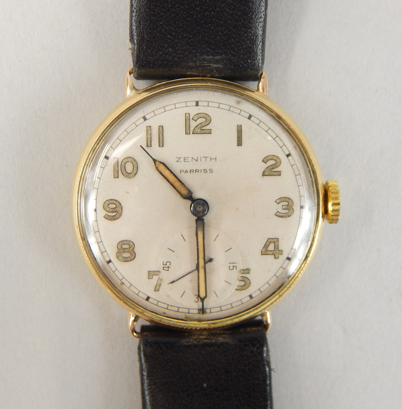A 1950 s Zenith gentleman s wristwatch having cream dial