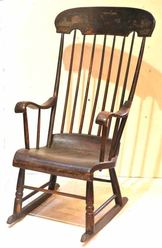 An early 19th century Boston rocking chair The shaped rectangular