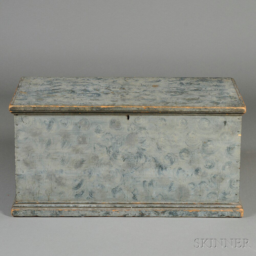 Paint decorated Poplar Six board Chest possibly New England 19th