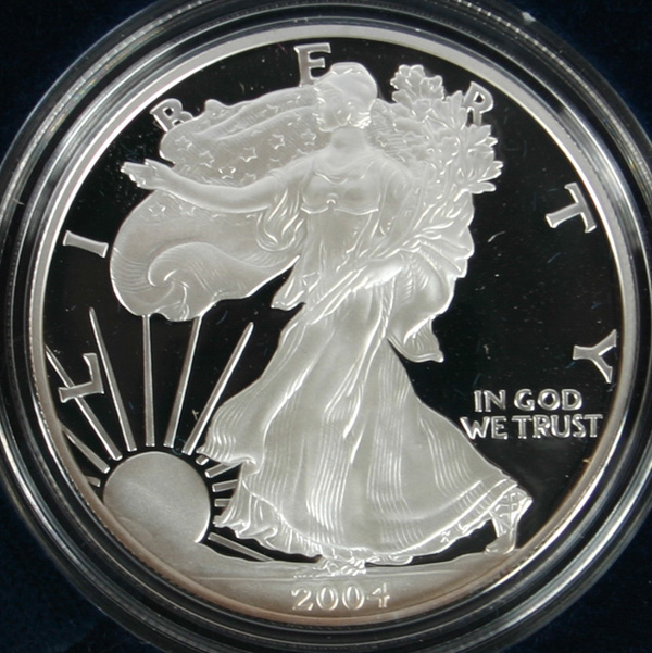 Two 2004 US Mint American Silver Eagle 1 oz Proof