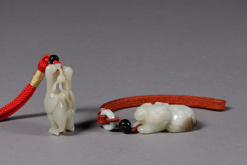 Two Jade Pendants China 18th 19th century a pair of