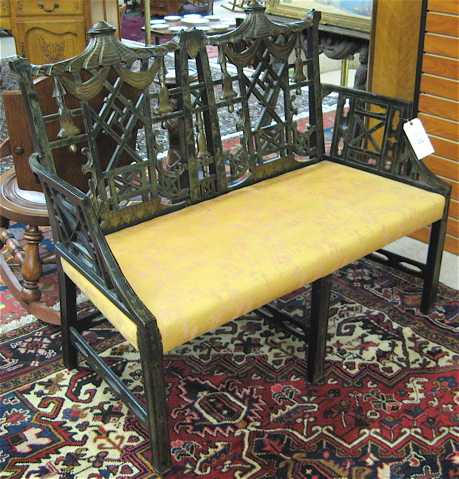 CHINESE CHIPPENDALE DOUBLE CHAIR BACK SETTEE 18th century elements with