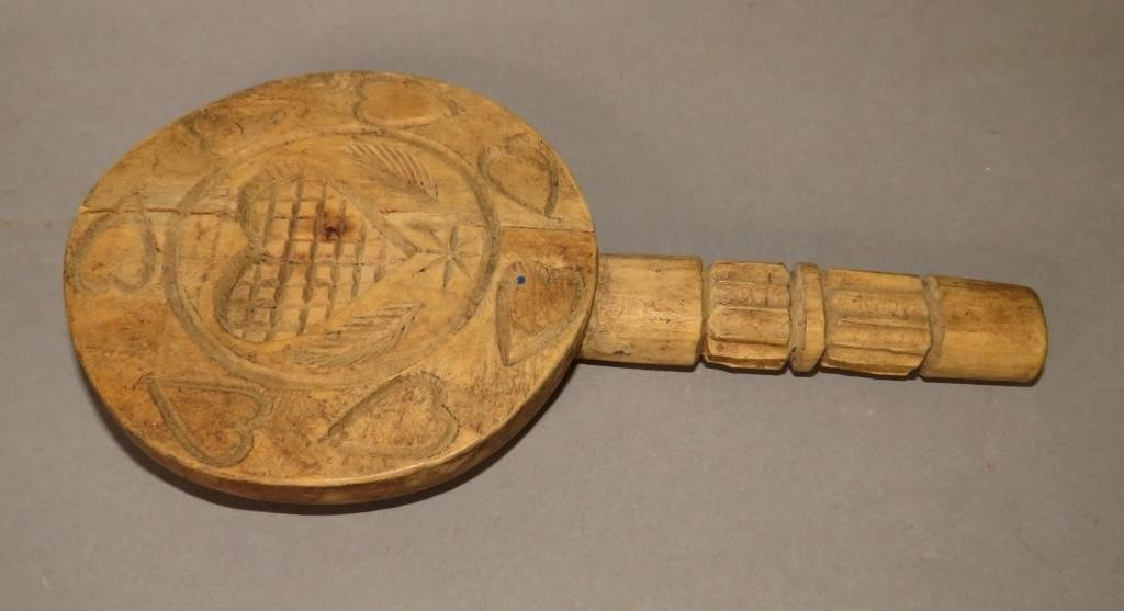 FOLK ART CARVED HEART AND STAR PATTERN LOLLIPOP TYca early