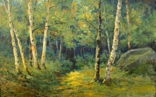 Attr Efim Volkov o c wooded landscape Attributed to Efim